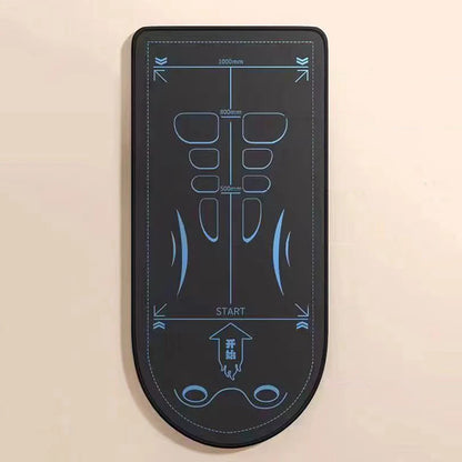 Black mat with blue design on a beige background