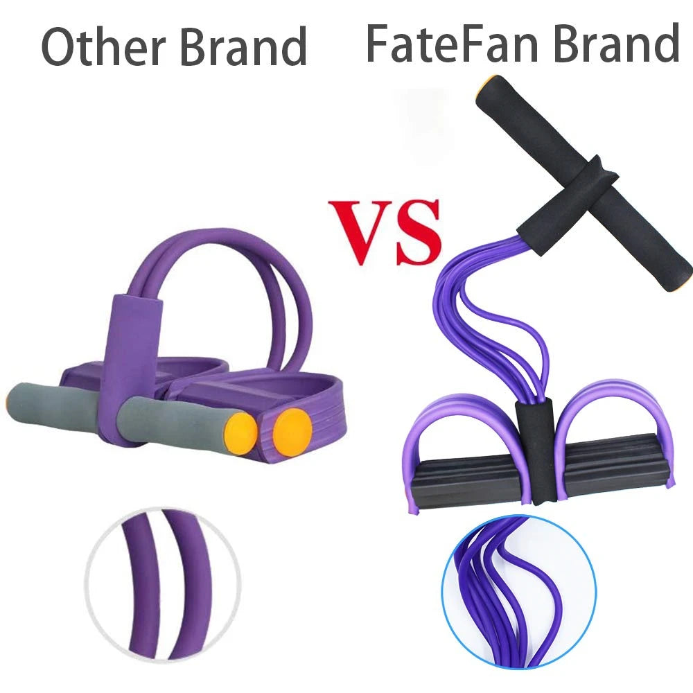 Comparison between 'Other Brand' and 'FateFan Brand' resistance bands on a white background.